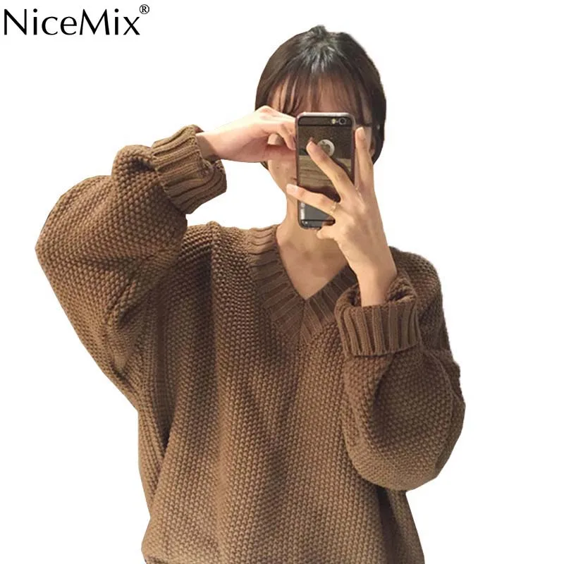 NiceMix Spring Casual Solid Sweater Women Harajuku Pullovers Autumn V-neck Loose Jumper Korean Streetwear Pull Hiver Femme 2019
NiceMix Spring Casual Solid Sweater Women Harajuku Pullovers Autumn V-neck Loose Jumper Korean Streetwear Pull Hiver Femme 2019