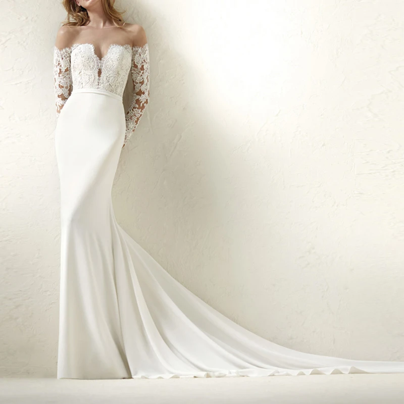 Cheap Mermaid Wedding Dresses Long Sleeve 2018 Robe De Mariee See Through Sexy Bridal Dresses Elastic Women Fall Wedding Gowns
Cheap Mermaid Wedding Dresses Long Sleeve 2018 Robe De Mariee See Through Sexy Bridal Dresses Elastic Women Fall Wedding Gowns