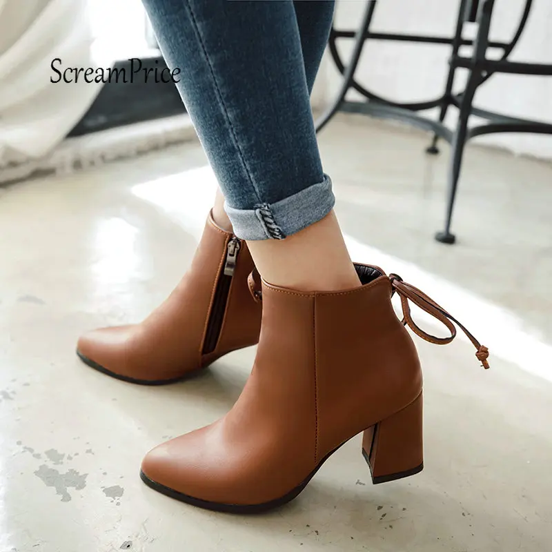 Ladies Thick High Heel Ankle Boots Fashion Bow Side Zipper Winter Women Shoes Brown Gay Red Black
Ladies Thick High Heel Ankle Boots Fashion Bow Side Zipper Winter Women Shoes Brown Gay Red Black