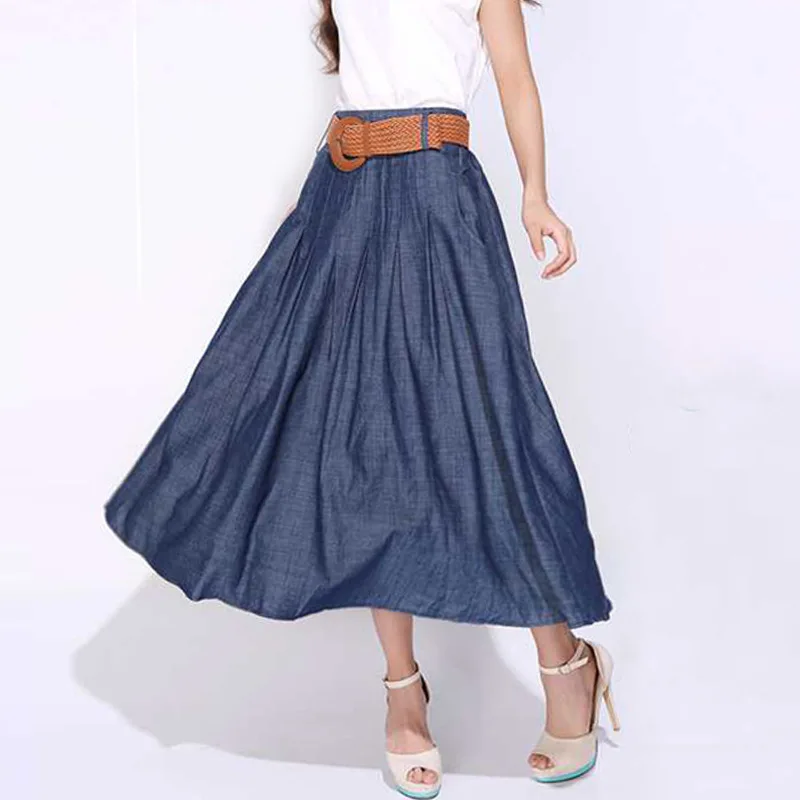 2019 New Spring Summer Woman High Waist Solid Denim Long Skirt Korean Style Vintage Elastic Waist Pocket Casual Loose Maxi Skirt
2019 New Spring Summer Woman High Waist Solid Denim Long Skirt Korean Style Vintage Elastic Waist Pocket Casual Loose Maxi Skirt