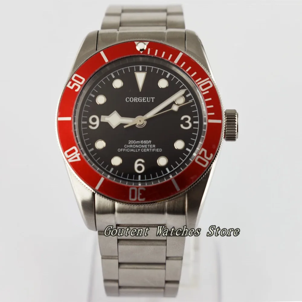 41mm Corgeut Red Bezel Geen Luminous Stainless Steel Case Automatic Movement Men's Watch
41mm Corgeut Red Bezel Geen Luminous Stainless Steel Case Automatic Movement Men's Watch