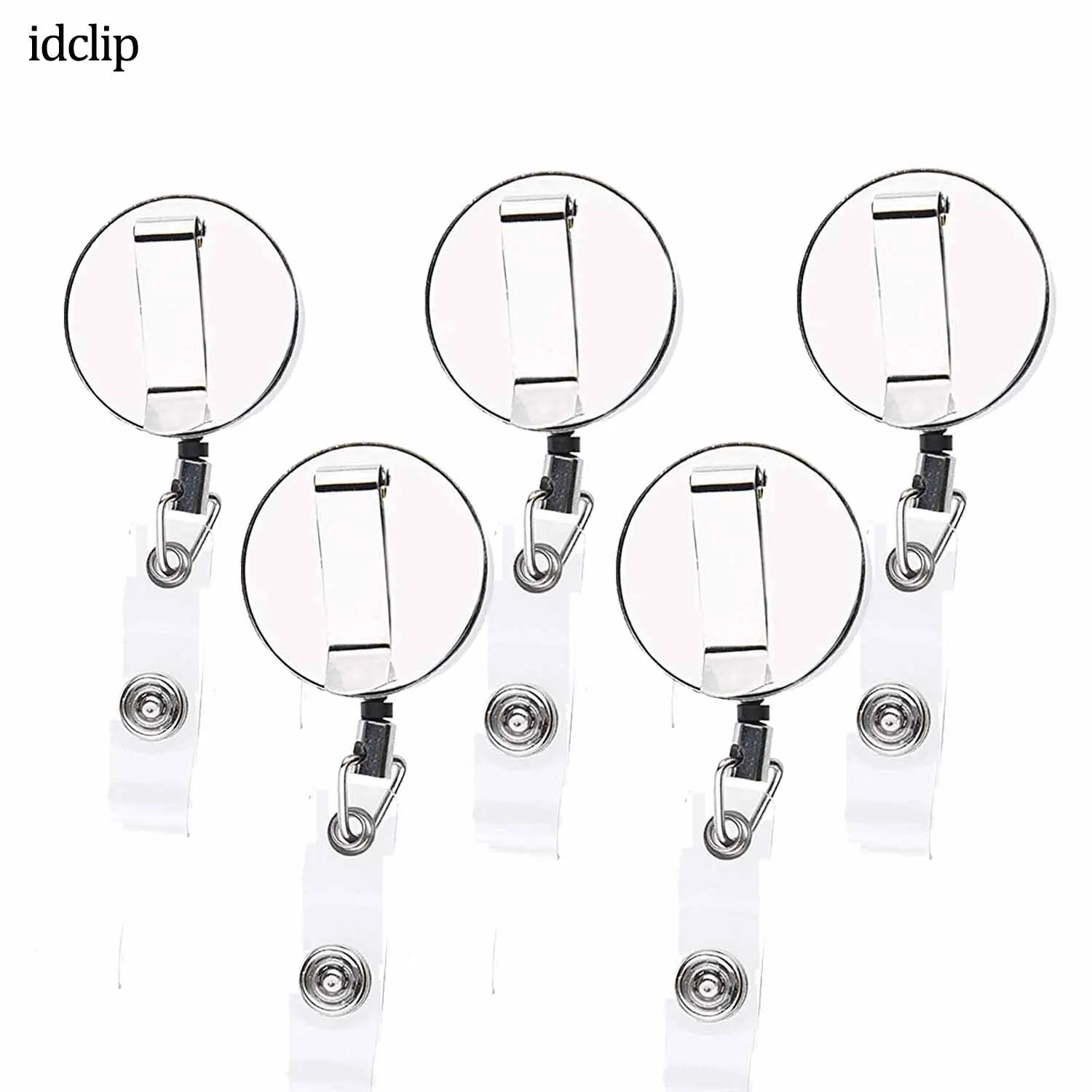 idclip (5 pack) Heavy Duty Metal Retractable Badge Holder Reel Belt Clip with Steel Cord, Loop Clasp and Quick Release Hook
idclip (5 pack) Heavy Duty Metal Retractable Badge Holder Reel Belt Clip with Steel Cord, Loop Clasp and Quick Release Hook