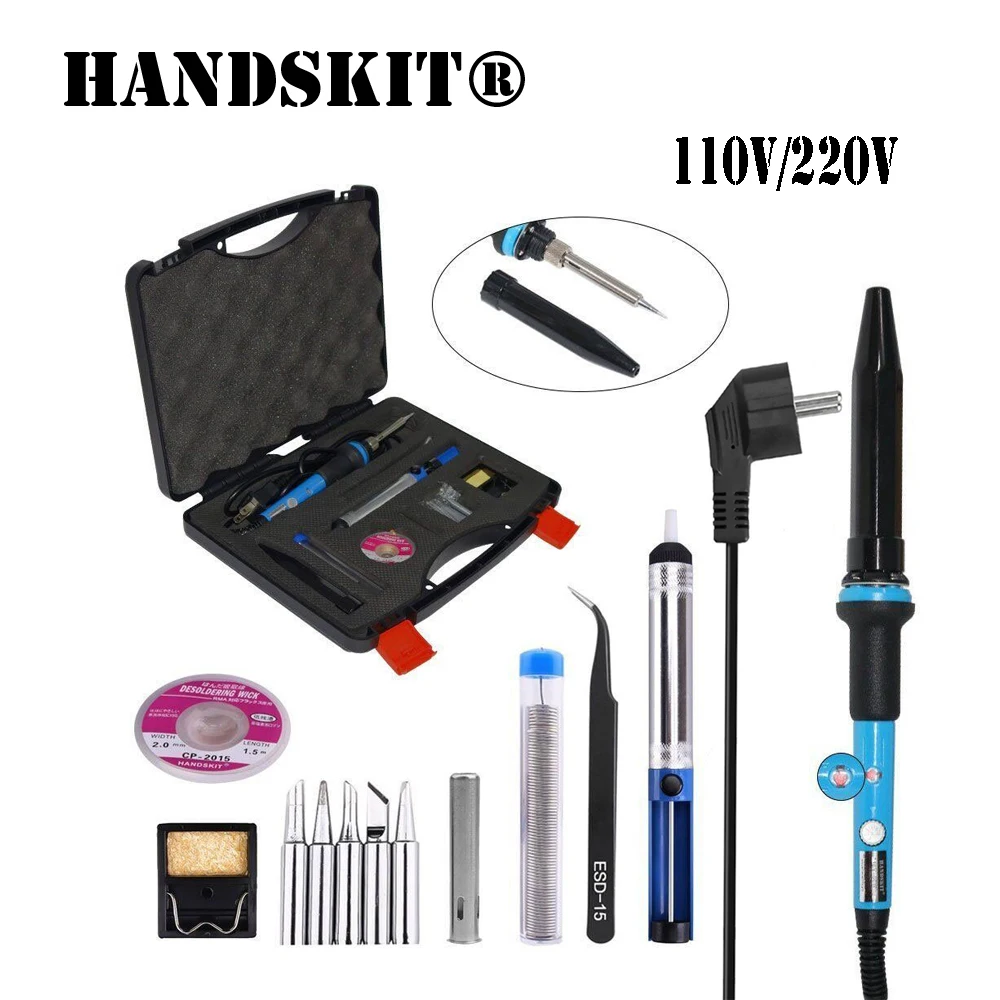 Eletonic Adjustable temperature Soldering Iron kit 220V 60W EU Plug Welding Tools solder iron with cap protection tool box
Eletonic Adjustable temperature Soldering Iron kit 220V 60W EU Plug Welding Tools solder iron with cap protection tool box