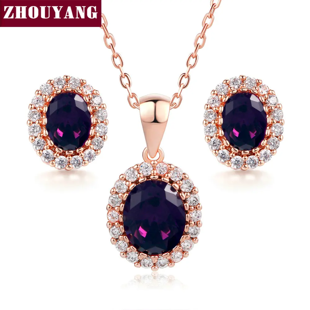 Classic Luxury Purple Crystal RoseGold Color Fashion Jewelry Set Top Quality ZYS384
Classic Luxury Purple Crystal RoseGold Color Fashion Jewelry Set Top Quality ZYS384