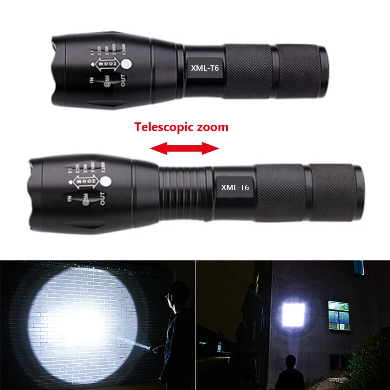5 режимов светодиодный фонарик Тактический масштабируемый CREE XM-T6 Lanterna фонарь