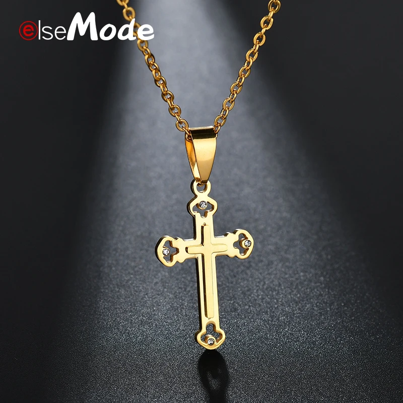 ELSEMODE Cubic Zirconia Hollow Cross Wedding Jewelry for Women Gold Stainless Steel Christian Pendant Necklaces Romantic Gifts
ELSEMODE Cubic Zirconia Hollow Cross Wedding Jewelry for Women Gold Stainless Steel Christian Pendant Necklaces Romantic Gifts