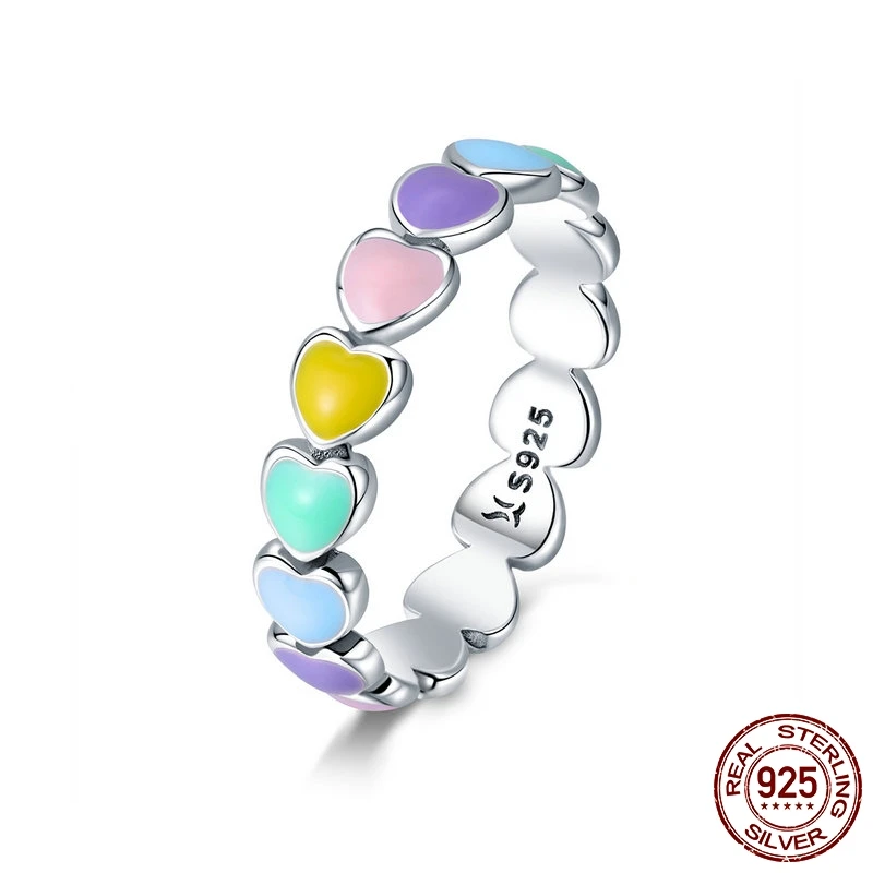 MYBEBOA Authentic 925 Sterling Silver Stackable Rainbow Heart Finger Rings for Women Wedding Engagement Ring Jewelry Anel
MYBEBOA Authentic 925 Sterling Silver Stackable Rainbow Heart Finger Rings for Women Wedding Engagement Ring Jewelry Anel