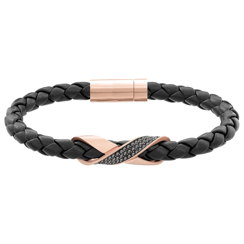 

SWA RO 2019 Men's New CROSS SIGNATURE Bracelet Leather Magnetic Buckle Black Original Jewelry Give Boyfriend Birthday Gift