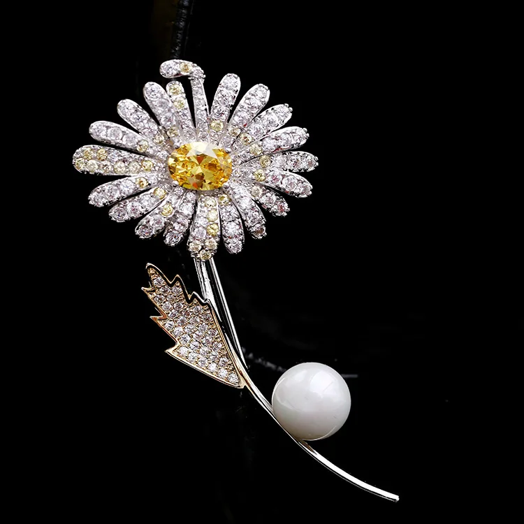 Sweet gentle Yellow daisy Flower Brooches High Grade Cubic Zirconia Pearl Pin Female Gift Jewelry women Lady accessories
Sweet gentle Yellow daisy Flower Brooches High Grade Cubic Zirconia Pearl Pin Female Gift Jewelry women Lady accessories