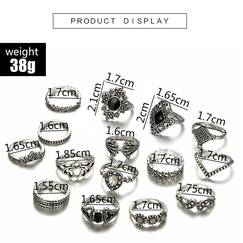 15pcs Set Ring Circle Finger Hoop Hollow Lotus Sunflower Geometry For Women Lady AIC88
15pcs Set Ring Circle Finger Hoop Hollow Lotus Sunflower Geometry For Women Lady AIC88