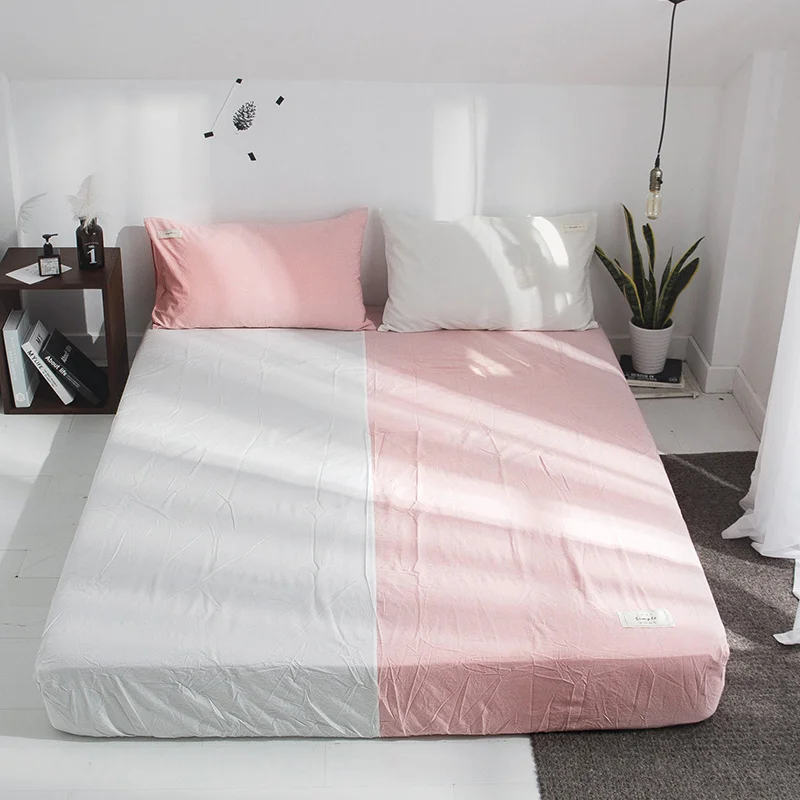 Pink White Stitching Pattern Bed Sheet With Pillowcase Bed Linen 3Pcs Mattress Covers Fitted Sheet Sets With Elastic For King
Pink White Stitching Pattern Bed Sheet With Pillowcase Bed Linen 3Pcs Mattress Covers Fitted Sheet Sets With Elastic For King