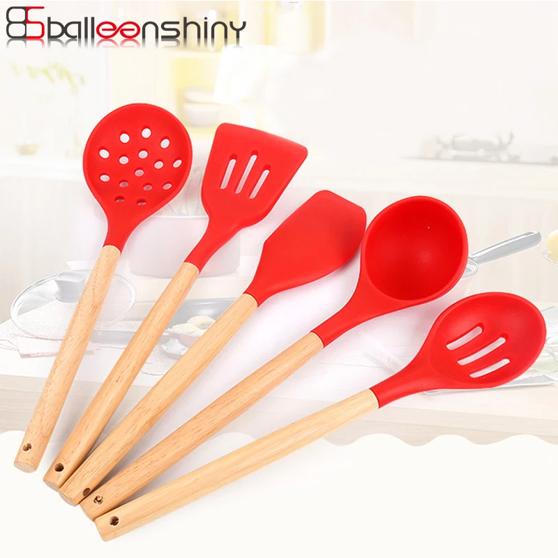 BalleenShiny Wood Handle Silicone Heat Resistant Baking Kitchen Cooking Utensils Set Kitchenware Tableware Accessories Supplies
BalleenShiny Wood Handle Silicone Heat Resistant Baking Kitchen Cooking Utensils Set Kitchenware Tableware Accessories Supplies