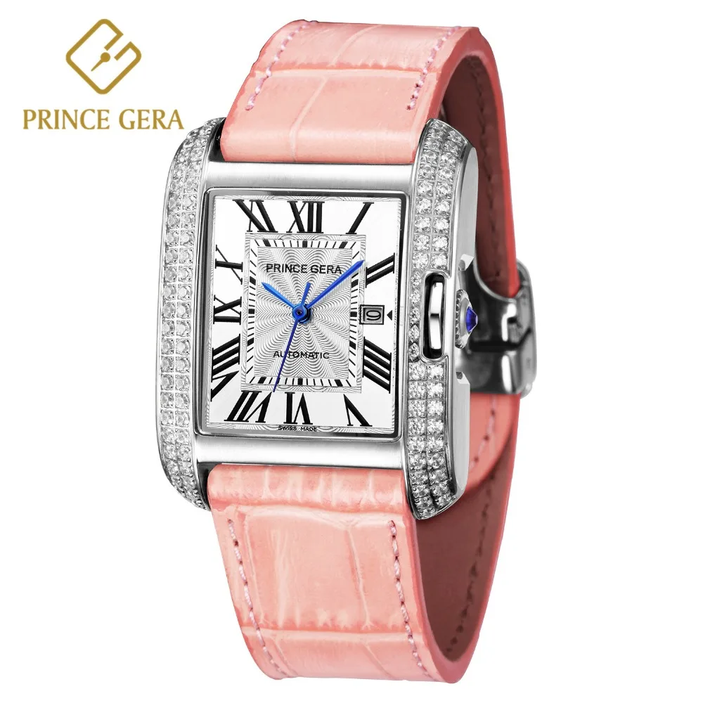 PRINCE GERA Laides Automatic Watch Silver Shining Diamond Genuine Leather Strap Luxury Women's Watch Femenino Cartiertable Reloj
PRINCE GERA Laides Automatic Watch Silver Shining Diamond Genuine Leather Strap Luxury Women's Watch Femenino Cartiertable Reloj