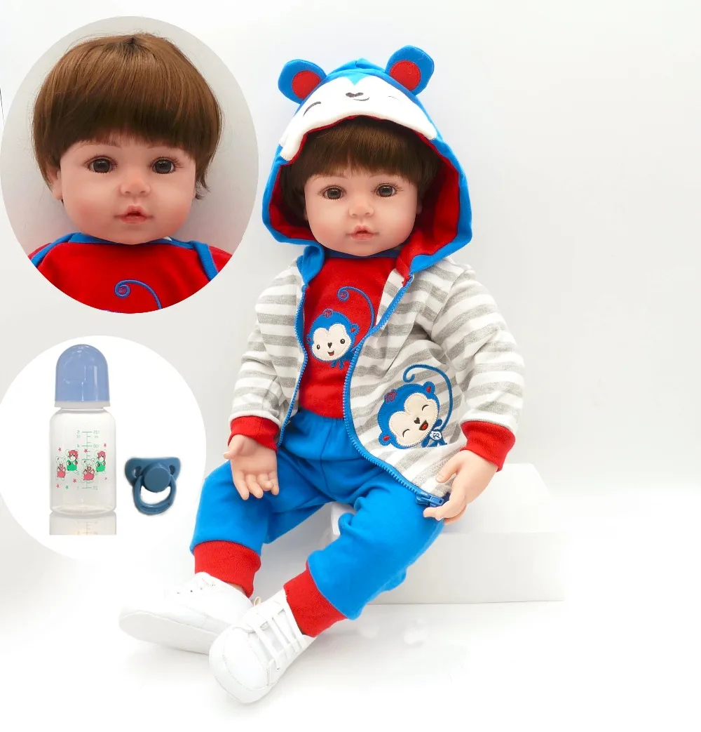 2018 Newest design 61cm Big Size Handmade Reborn Babies Silicone Vinyl Adora lifelike boy doll blue stripes bebe Reborn NPK DOLL
2018 Newest design 61cm Big Size Handmade Reborn Babies Silicone Vinyl Adora lifelike boy doll blue stripes bebe Reborn NPK DOLL