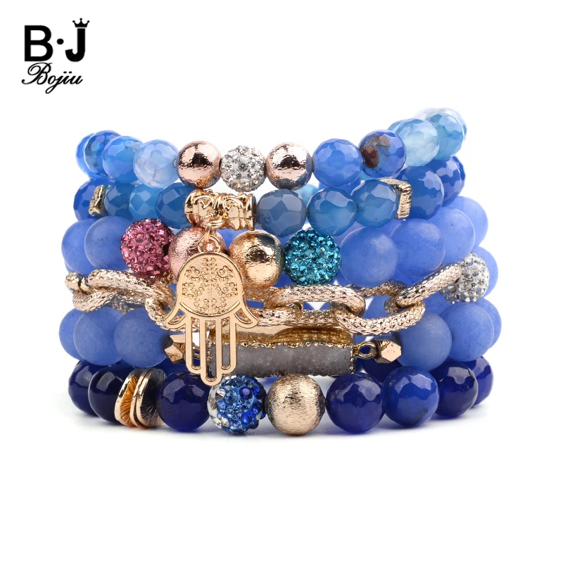BOJIU 6 Pcs/Set Natural Stone Charm Bracelets For Women Blue Agates Druzy Gold Palm Plastic Beads Big Chain Bracelets BCSET283
BOJIU 6 Pcs/Set Natural Stone Charm Bracelets For Women Blue Agates Druzy Gold Palm Plastic Beads Big Chain Bracelets BCSET283