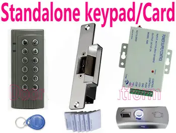 Standalone access control/reader Keypad Cod+EM ID Card controller machine+power supply+Strike Door Lock+Metal Exit Button+ cover
Standalone access control/reader Keypad Cod+EM ID Card controller machine+power supply+Strike Door Lock+Metal Exit Button+ cover