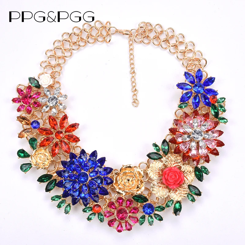 PPG&PGG India Design Big Chain Heavy Metal Necklace Luxury Collar Fashion Woman Flower Statement Rhinestone Necklace Jewelry
PPG&PGG India Design Big Chain Heavy Metal Necklace Luxury Collar Fashion Woman Flower Statement Rhinestone Necklace Jewelry