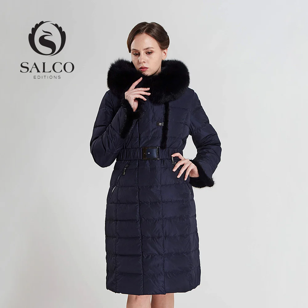 Image SALCO In 2016, the latest ms blue fox collars warm winter mink article two color long down jacket coat