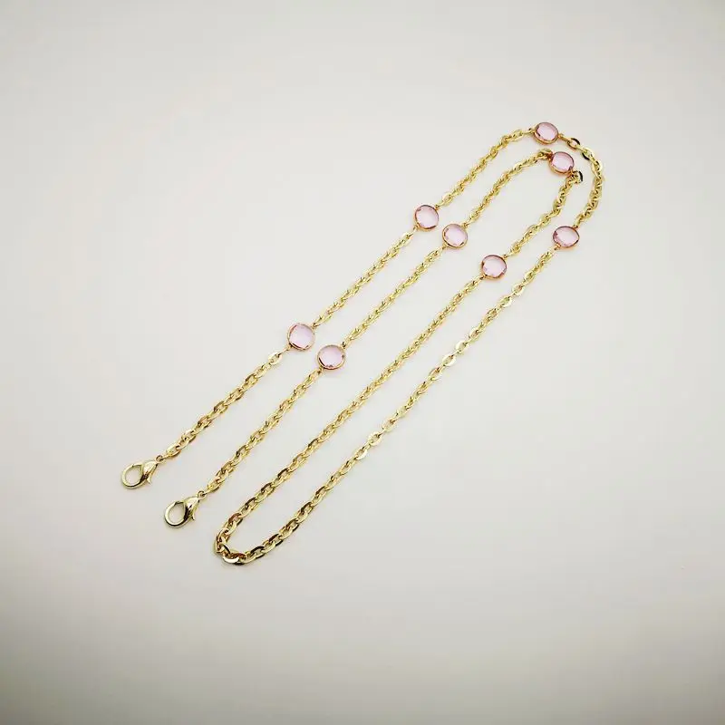 Light Gold color Copper link chain shoulder strap Pink acrylic stones chain shoulder strap for wallet bags
Light Gold color Copper link chain shoulder strap Pink acrylic stones chain shoulder strap for wallet bags