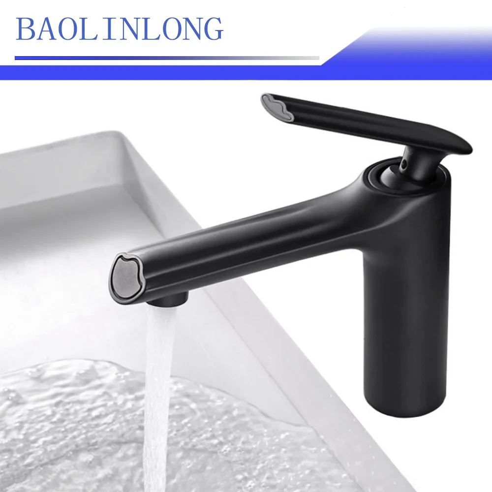 

BAOLINLONG Baking Finish Black Brass Deck Mount Basin Faucet Vanity Vessel Sinks Mixer Bathroom faucets tap