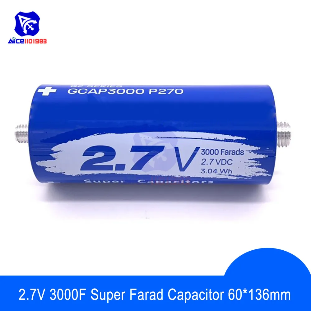 Super Farad Capacitor 2.7V 3000F 136*60mm Long Foot 2.7V3000F Super Capacitor for Car Auto Power Supply
Super Farad Capacitor 2.7V 3000F 136*60mm Long Foot 2.7V3000F Super Capacitor for Car Auto Power Supply