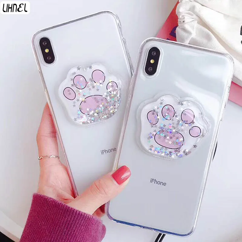 

Paws Squishy Cover for Xs Max Cute Cats Claws Crystal Clear TPU Back Shell for iPhone 6 6S Plus 7 8 plus X XS Max XR Bolsos Case