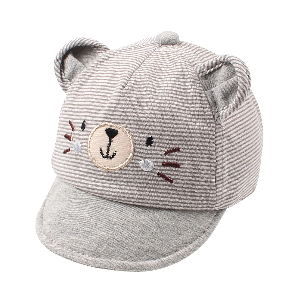 Cartoon Bear Baby Baseball Caps Happy Cotton Toddler Baby Caps With Ears Cute Embroidery Girls Caps Autumn Infant Sun Caps 6-18M (2)