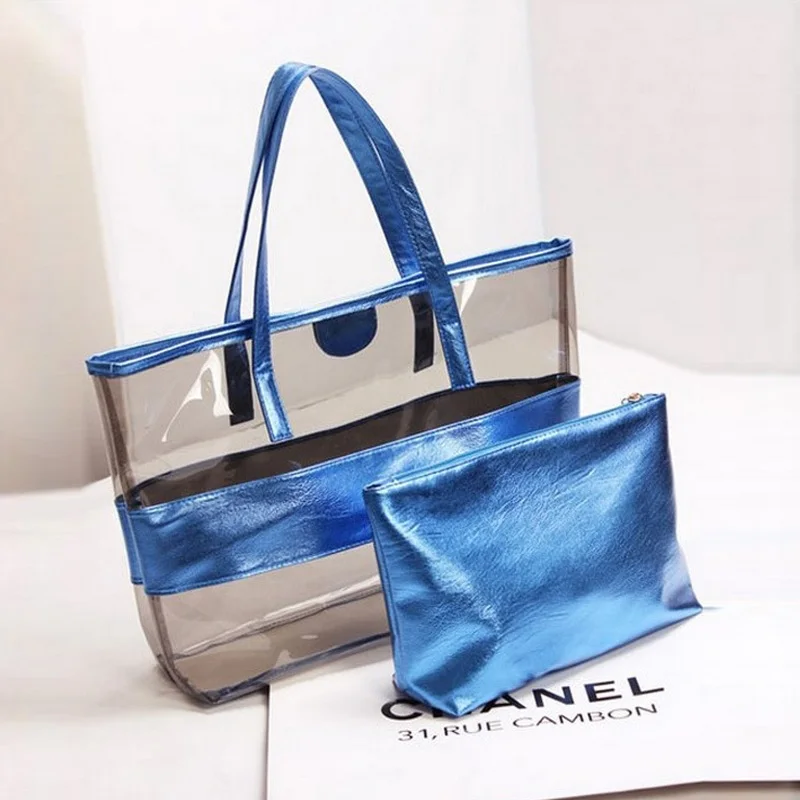 Women Transparent PVC Handbag Jelly Bag Summer Waterproof Crystal Casual Tote Female Beach Composite Bag Shoulder Bag 2 Pcs/Set
Women Transparent PVC Handbag Jelly Bag Summer Waterproof Crystal Casual Tote Female Beach Composite Bag Shoulder Bag 2 Pcs/Set