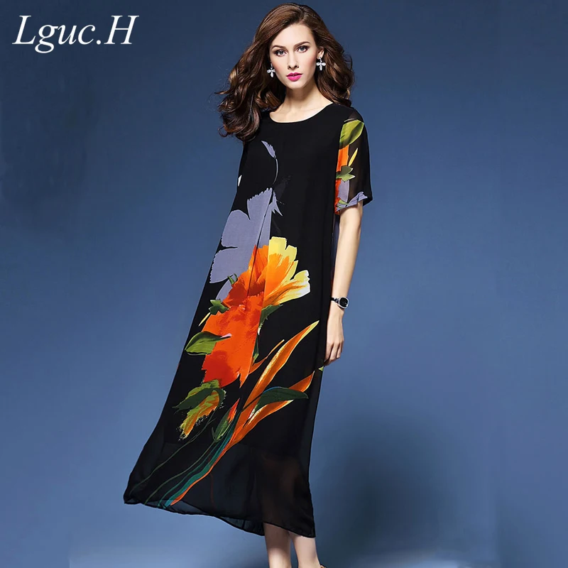 Lguc.H Summer Dress Large Size Luxury Chiffon Dress Floral Long Dress Big Size Loose Robe Women Clothes Fashion Elegant 3XL 2018
Lguc.H Summer Dress Large Size Luxury Chiffon Dress Floral Long Dress Big Size Loose Robe Women Clothes Fashion Elegant 3XL 2018