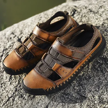 Merkmak Summer Hollow Men's Sandals Leather Rome Breathable Shoes Outdoor Casual Men Footwear Flat Solid Soft Man's Beach Shoes
Merkmak Summer Hollow Men's Sandals Leather Rome Breathable Shoes Outdoor Casual Men Footwear Flat Solid Soft Man's Beach Shoes