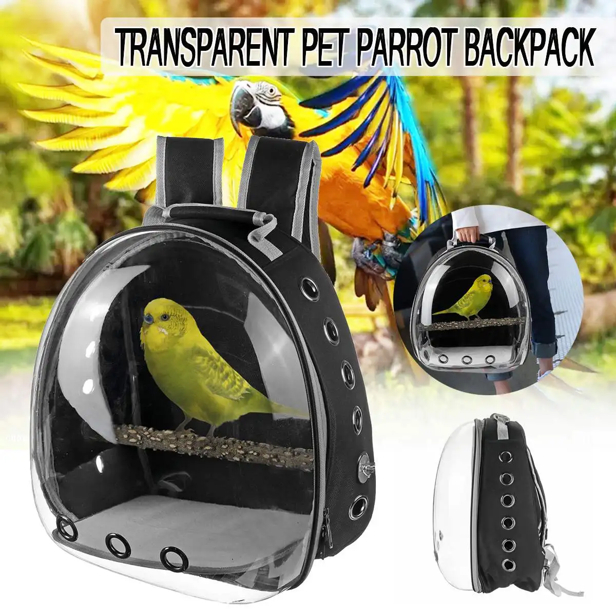 Portable Parrot Outing Backpack Bird Carrier with Wood Perch Breathable Transparent Space Capsule Travel Cage Bird Supplies
Portable Parrot Outing Backpack Bird Carrier with Wood Perch Breathable Transparent Space Capsule Travel Cage Bird Supplies