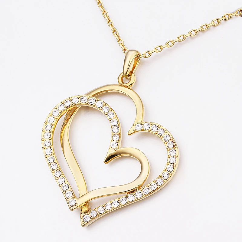 Sale Double Heart Silver gold color Women necklace Valentines Gift Crystal Love pendant fashion Adjustable Wedding Jewelry
Sale Double Heart Silver gold color Women necklace Valentines Gift Crystal Love pendant fashion Adjustable Wedding Jewelry
