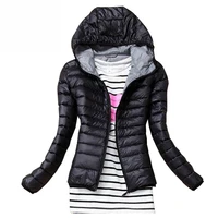 2017 Autumn Winter Women Basic Jacket Coat Female Slim Hooded Brand Cotton Coats Casual Black Jackets image