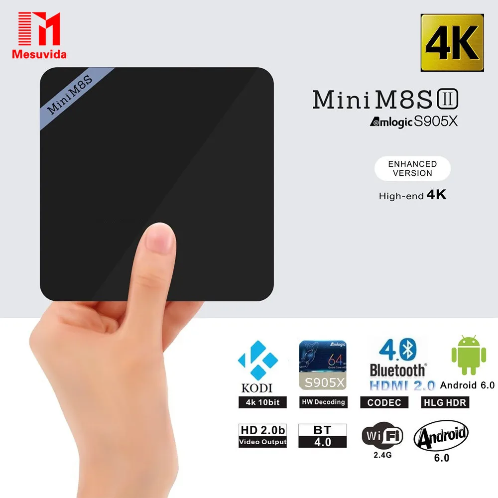 Mesuvida Mini M8S II Smart TV Box Set-top Box Amlogic S905X Quad Core Android 6.0 2.4GHz WiFi BT4.0 1GB/2GB RAM 8GB Media Player
Mesuvida Mini M8S II Smart TV Box Set-top Box Amlogic S905X Quad Core Android 6.0 2.4GHz WiFi BT4.0 1GB/2GB RAM 8GB Media Player