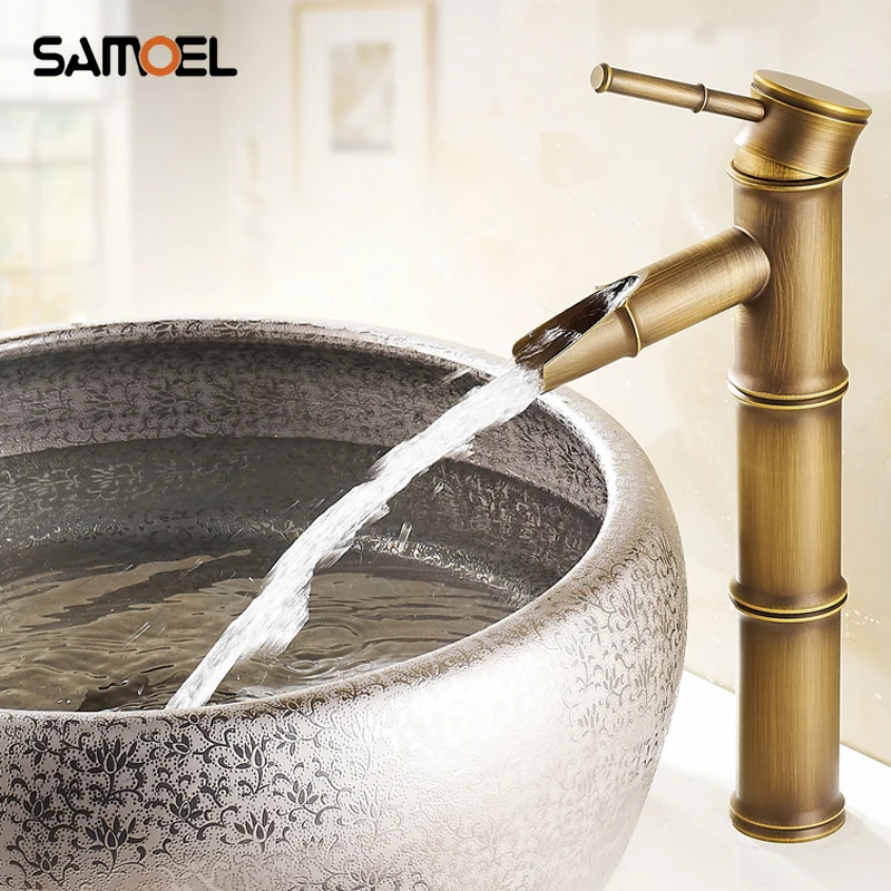 Bamboo shape faucet Basin Mixer Taps Antique Brass Finished Hot and Cold Mixer Taps Deck Mounted basin Tap torneira AF1045
Bamboo shape faucet Basin Mixer Taps Antique Brass Finished Hot and Cold Mixer Taps Deck Mounted basin Tap torneira AF1045