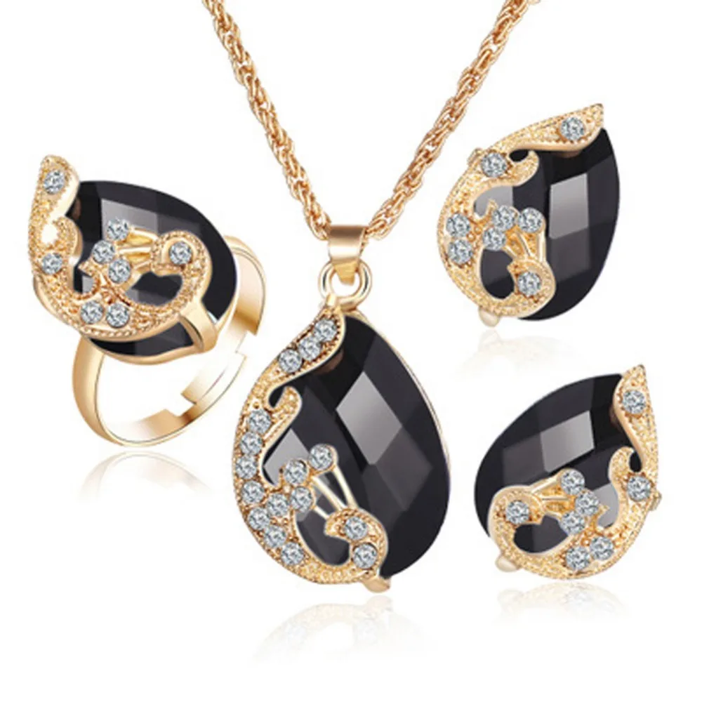 2017 Peacock Jewelry Sets Crystal Necklace Earrings Ring Rhinestone Water Drop Charm Women Wedding Set JR0165
2017 Peacock Jewelry Sets Crystal Necklace Earrings Ring Rhinestone Water Drop Charm Women Wedding Set JR0165