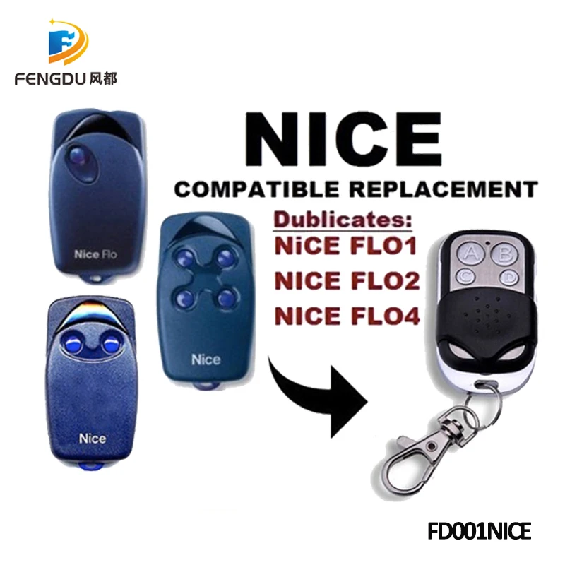 NICE FLO1,FLO2,FLO4 Garage Door/Gate Universal Remote Control Replacement Cloning/Duplicator Remote Control 433.92mhz fixed code
NICE FLO1,FLO2,FLO4 Garage Door/Gate Universal Remote Control Replacement Cloning/Duplicator Remote Control 433.92mhz fixed code