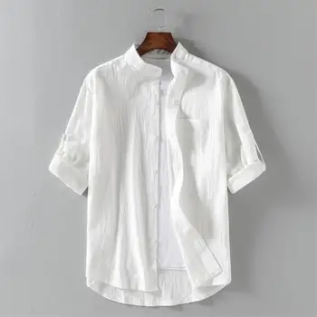 M-5XL 3 Colors Roll-up Sleeve Stand Collar Casual Shirt Men Pocket Front 3/4 Sleeve Summer Streetwear Workout Office Shirt Man
M-5XL 3 Colors Roll-up Sleeve Stand Collar Casual Shirt Men Pocket Front 3/4 Sleeve Summer Streetwear Workout Office Shirt Man