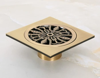 Antique Brass Tile Insert Floor Drain Square Bathroom Shower Drain Whr046