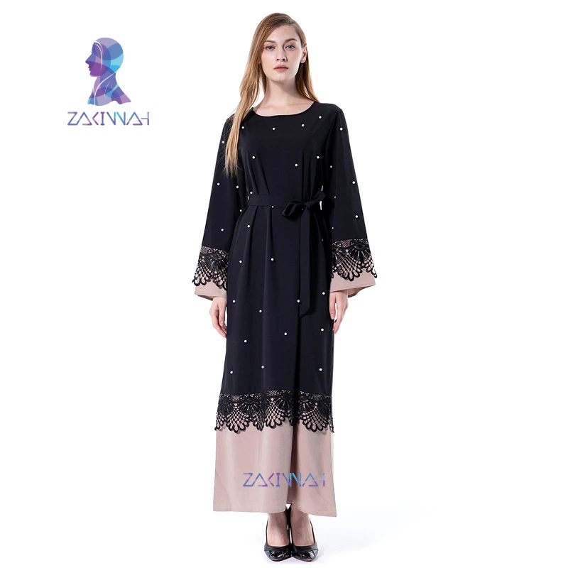 1597 Fashion Lace Stitching Beading Long Women Dress Black Long Sleeve Muslim Dress Kaftan Islamic Clothing
1597 Fashion Lace Stitching Beading Long Women Dress Black Long Sleeve Muslim Dress Kaftan Islamic Clothing
