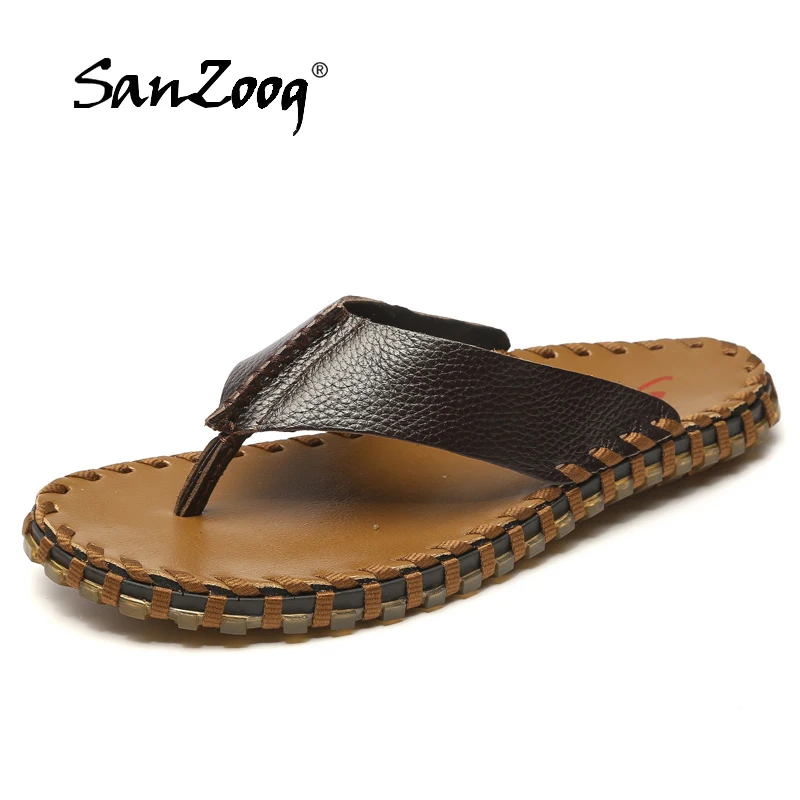 Summer Men Slippers Leather Designer Flip Flops Genuine Leather Brand Fashion Beach Sandals High Quality Outside Slipper
Summer Men Slippers Leather Designer Flip Flops Genuine Leather Brand Fashion Beach Sandals High Quality Outside Slipper