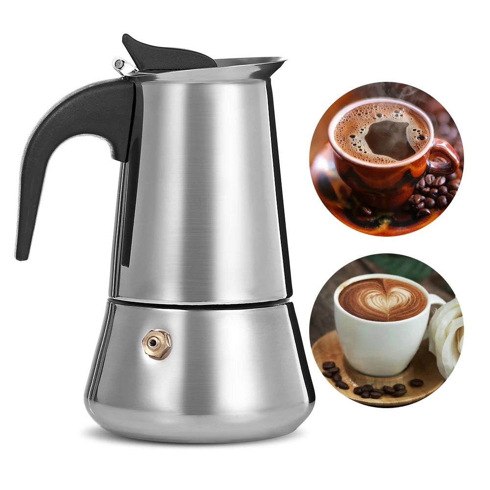 Stainless Steel Moka Coffee Maker Latte Espresso Mocha Pot Stovetop Filter 100ML 200ML 300ML 400ML Machine | Бытовая техника