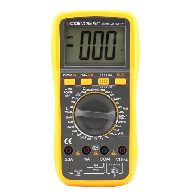 Victor Digital Multimeter 20A 1000V Resistance Capacitance Inductance Temp VC9805A+
Victor Digital Multimeter 20A 1000V Resistance Capacitance Inductance Temp VC9805A+