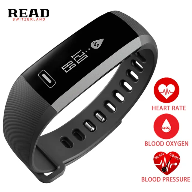 

Smart Bracelet Band Heartrate Blood Pressure Oxygen Oximeter Sport Bracelet Clock Watch men intelligent For iOS Android R5 READ