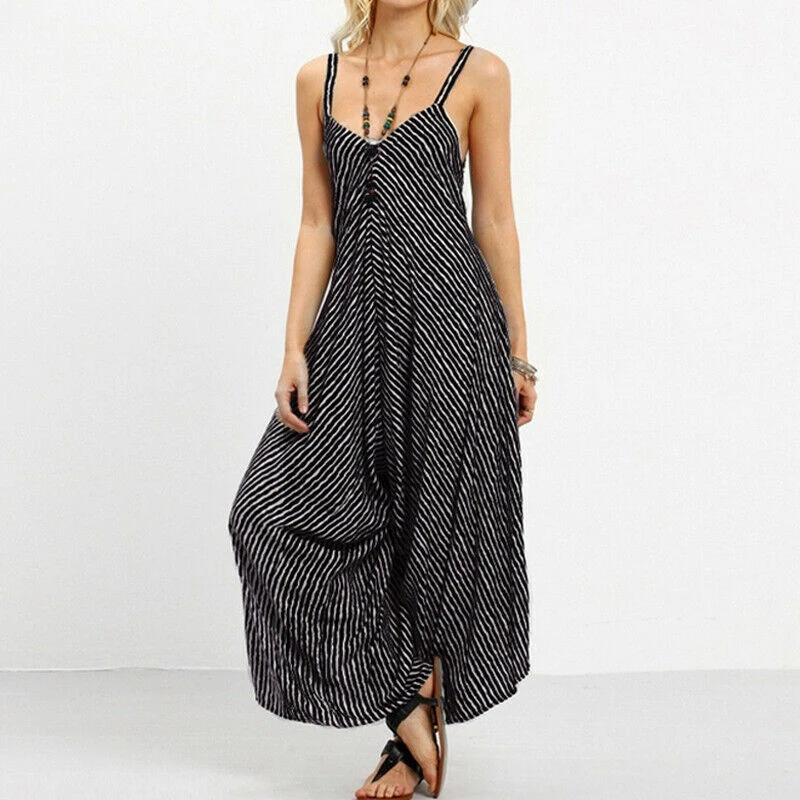 Summer Womens Striped Cotton Linen Baggy Strappy Loose Harem Playsuit Jumpsuit Trousers Plus Size S-5XL Casual Sleeveless V Neck
Summer Womens Striped Cotton Linen Baggy Strappy Loose Harem Playsuit Jumpsuit Trousers Plus Size S-5XL Casual Sleeveless V Neck