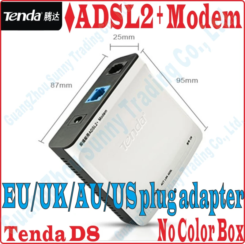 EU/UK/AU/US Plug Tenda High Speed DSL Internet Modem ADSL 2+ Wired Router ADSL Broadband Modem, No Color Package Box
EU/UK/AU/US Plug Tenda High Speed DSL Internet Modem ADSL 2+ Wired Router ADSL Broadband Modem, No Color Package Box