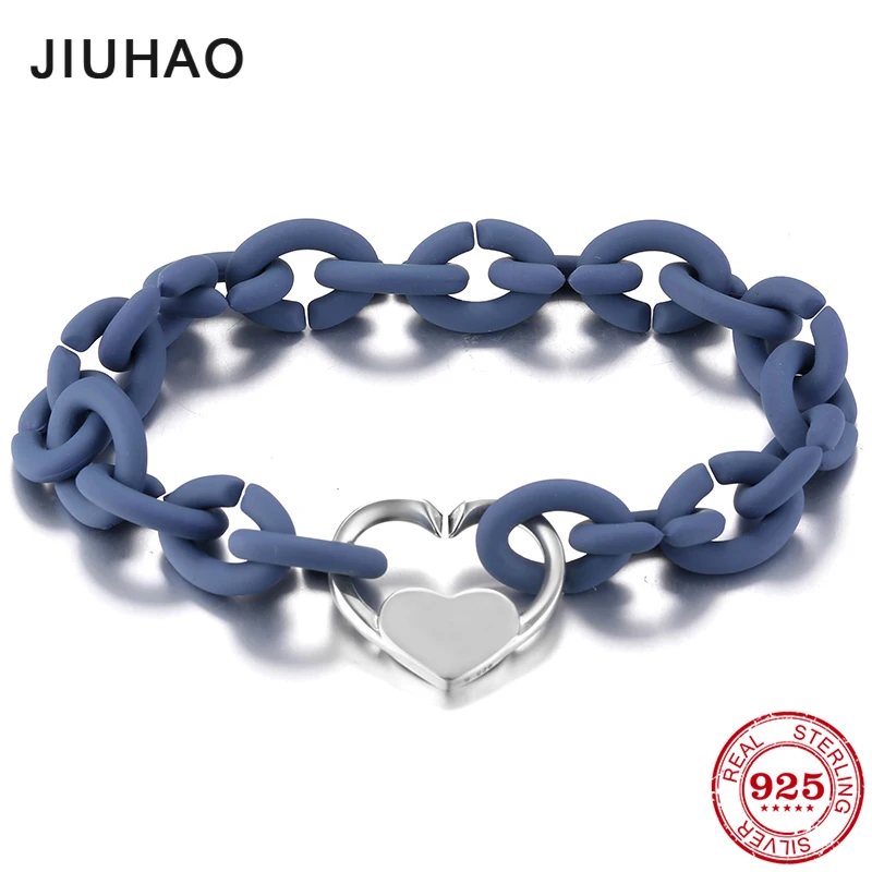 925 Sterling Silver Heart Charm Beaded Bracelet Ocean Blue European rubber X bracelets Jewellery For Women Men Jewelry gifts
925 Sterling Silver Heart Charm Beaded Bracelet Ocean Blue European rubber X bracelets Jewellery For Women Men Jewelry gifts