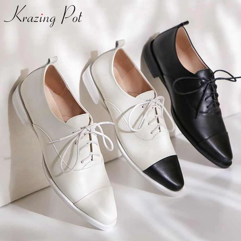 Krazing Pot genuine leather mixed color beauty gentle girl Summer round toe Hollywood star low heels British school pumps L10
Krazing Pot genuine leather mixed color beauty gentle girl Summer round toe Hollywood star low heels British school pumps L10