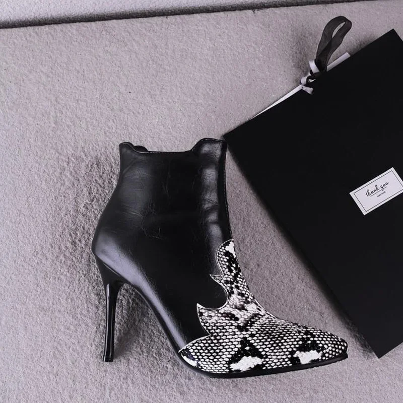 A-BUYBEA Women Ankle Boots Stiletto High Heels snake Leather sexy ankle Booties Thin Heel Zip up laides footwear Chelsea Boots
A-BUYBEA Women Ankle Boots Stiletto High Heels snake Leather sexy ankle Booties Thin Heel Zip up laides footwear Chelsea Boots