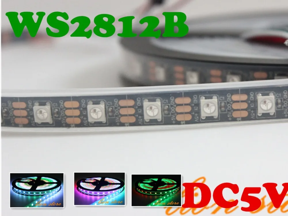 Водонепроницаемый IP20/IP67 черный PCB 5 метров индивидуально адресуемый цвет WS2812B 5050